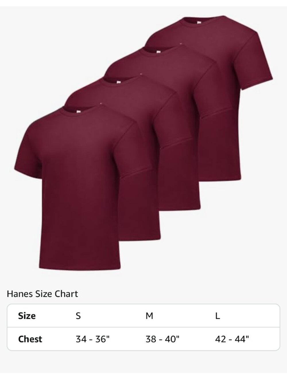 Hanes Men's Essential-T Crewneck T-Shirts 4-Pack Medium Maroon Burgundy NEW Seal